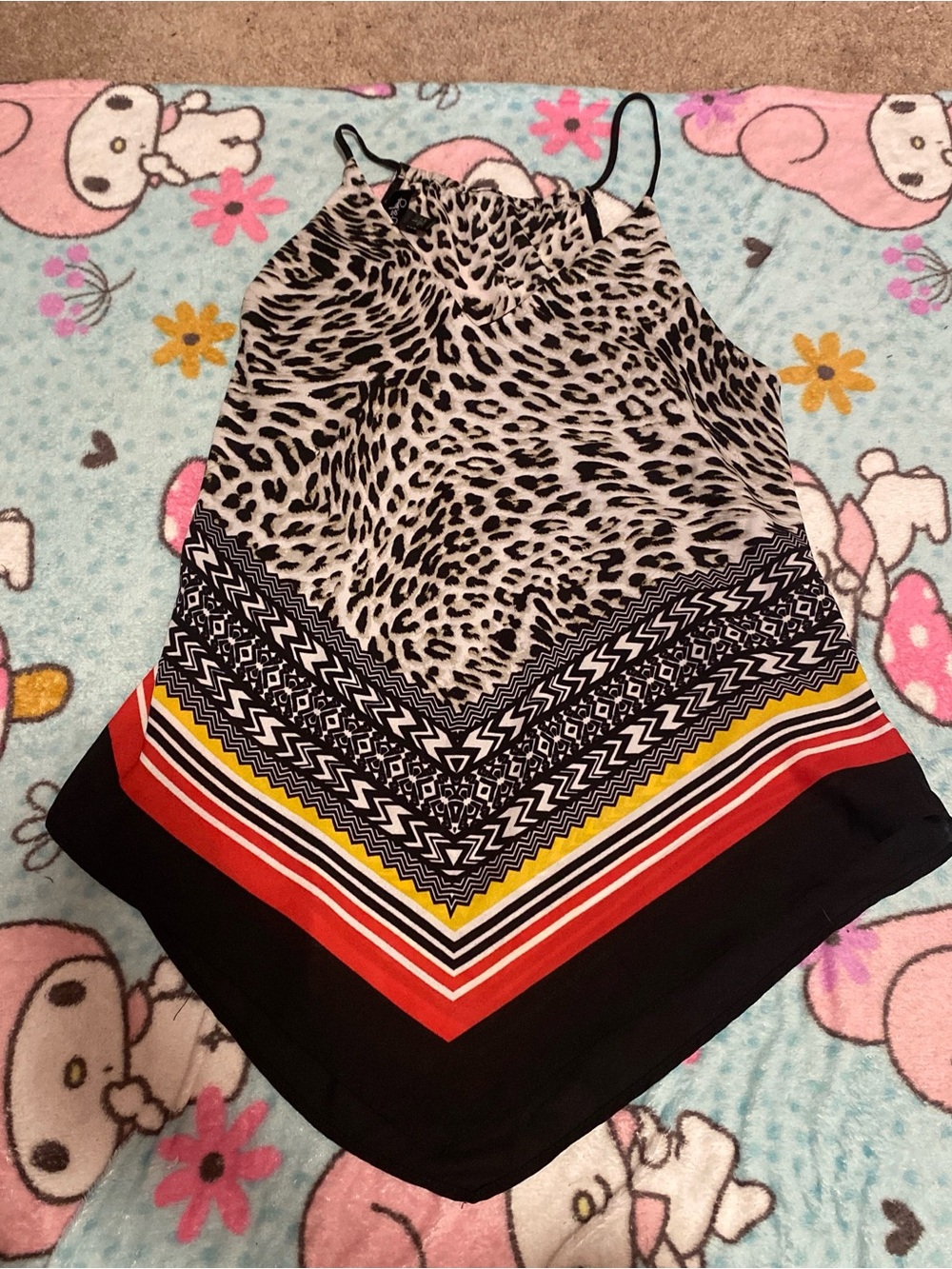 by & by Leopard Print Camisole with Colorful Patterns